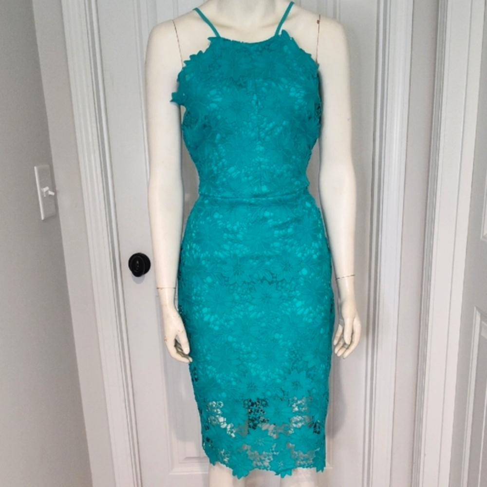 Elegant Teal Lace Dress